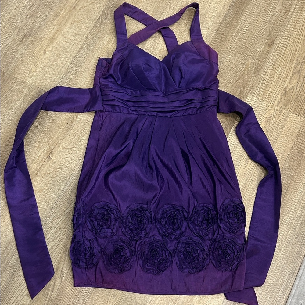 Purple Taffeta Cocktail Party Dress by snap | Size 9